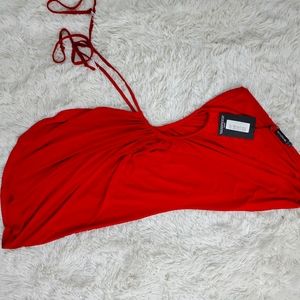 Red side cut out dress